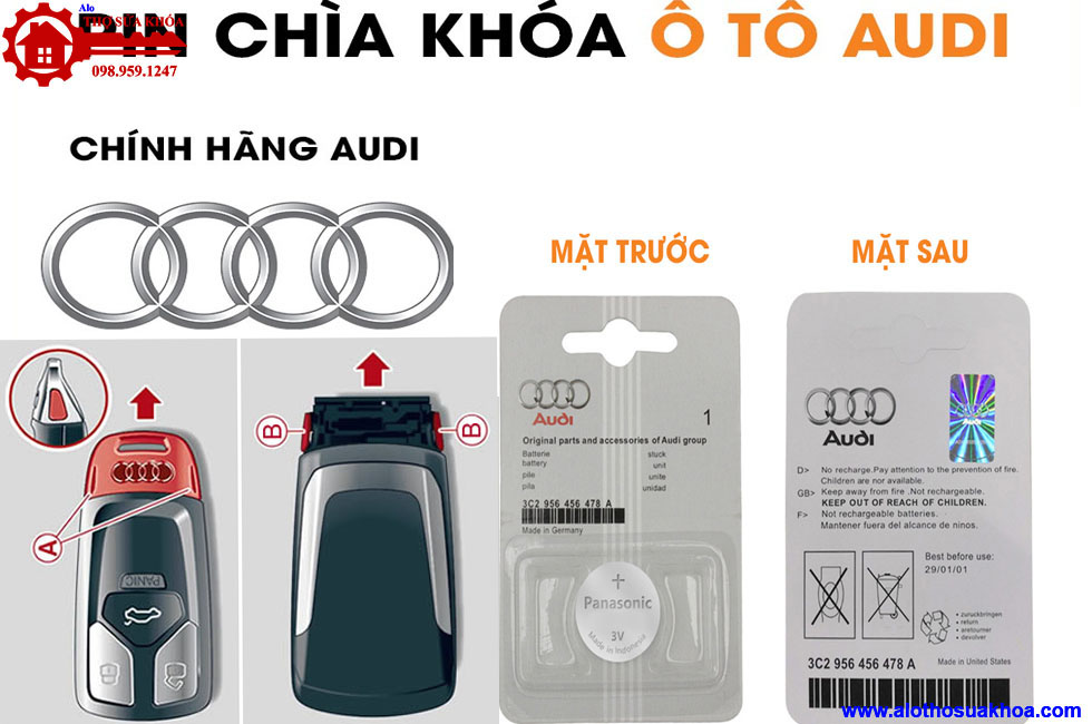 Thay Pin chìa khóa ôtô Audi RS3 chính hãng Audi nhập khẩu giá rẻ nhất